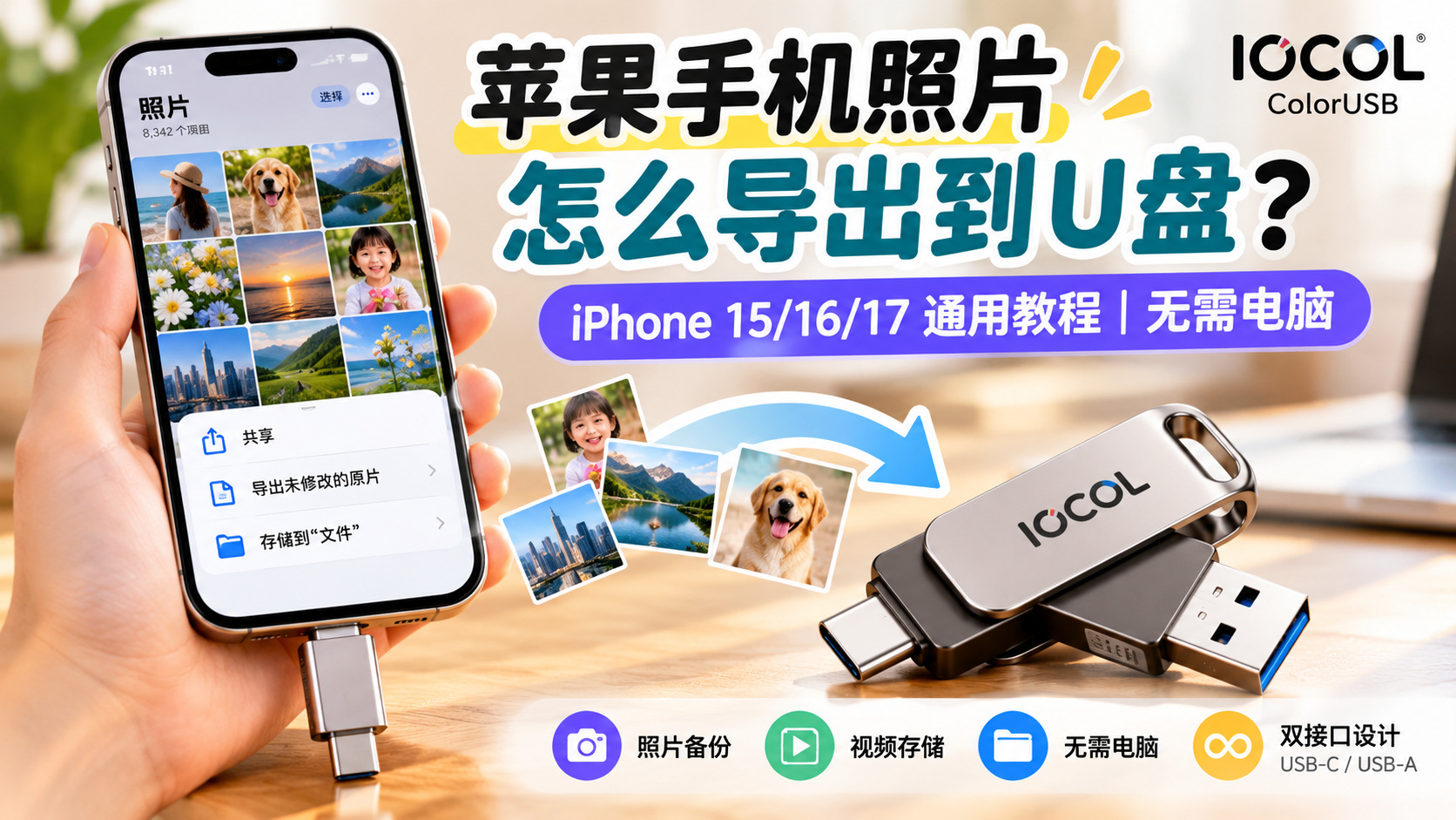 苹果手机照片怎么导出到U盘？iPhone 15/16/17不用电脑完整教程（2026）